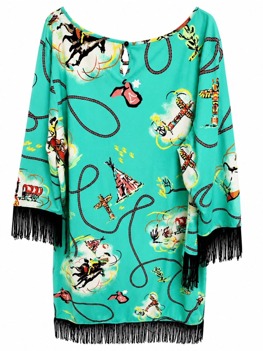 Wrangler Green and Black Dress with Fringe
Western Party Rodeo Perfect Dress